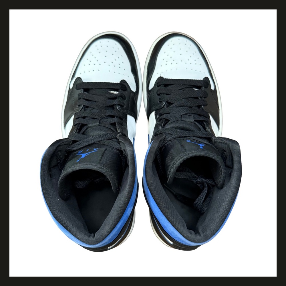 Nike Air Jordan 1 Mid 554724-140 Racer Blue Black White Mens 9.5 Great Condition - Picture 10 of 16